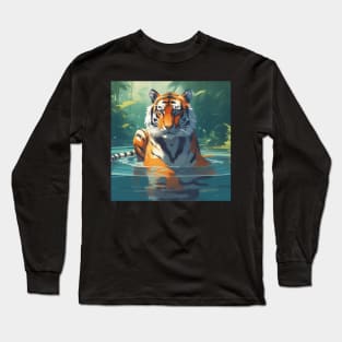 Royal Bengal Tiger in water Long Sleeve T-Shirt